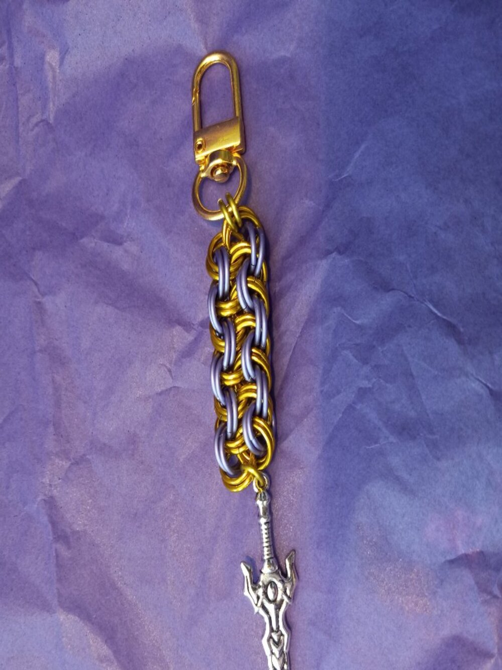 Woven Chain mail Sword Keychain/ bag charm